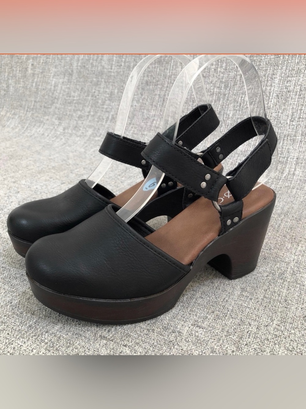 BOC Børn Woman’s Mary Jane Clog Sandals Size 10 Black Faux Leather